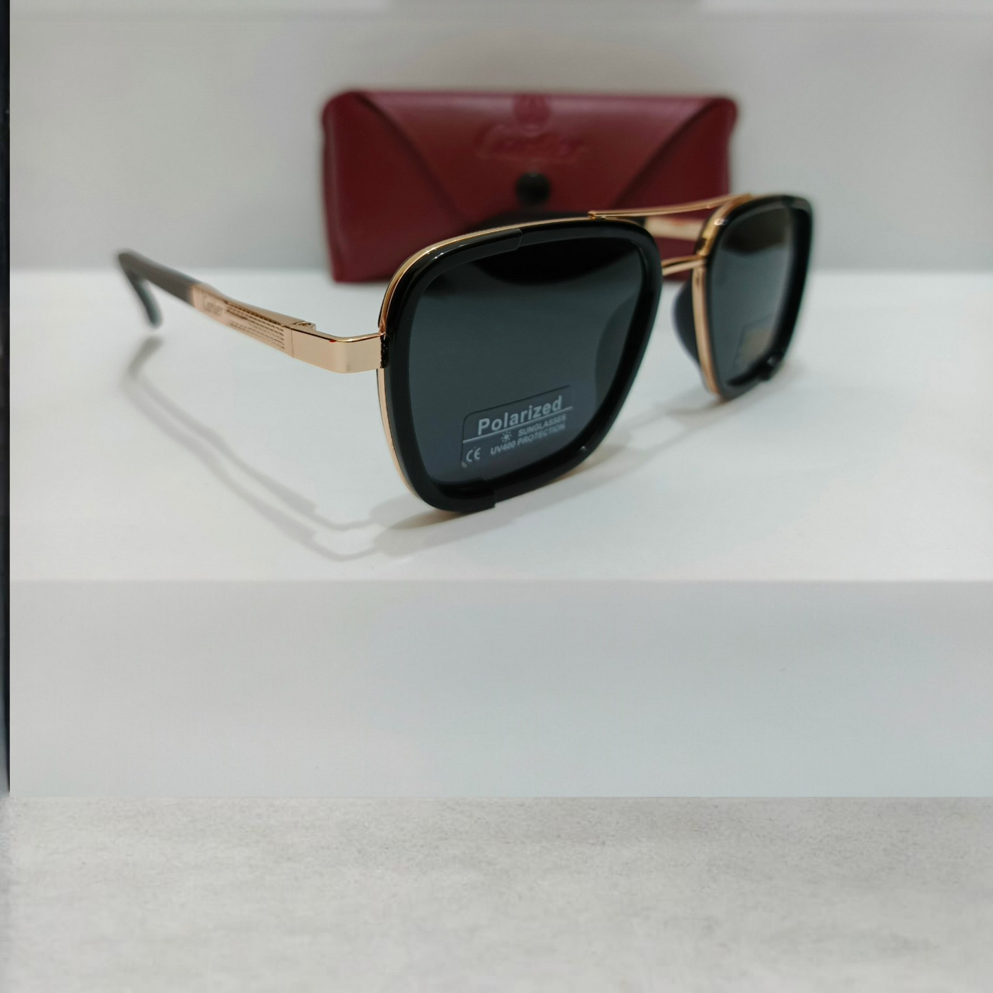 Cartier inspired Luxury Square Aviator Sunglasses  Premium Golden & Black Finish