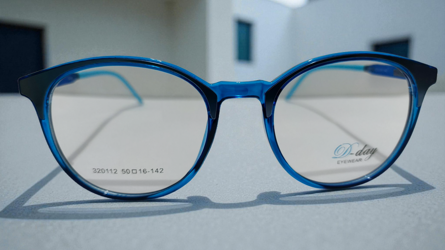 Trendy Two-Tone Blue Round Glasses • Modern Unisex Style