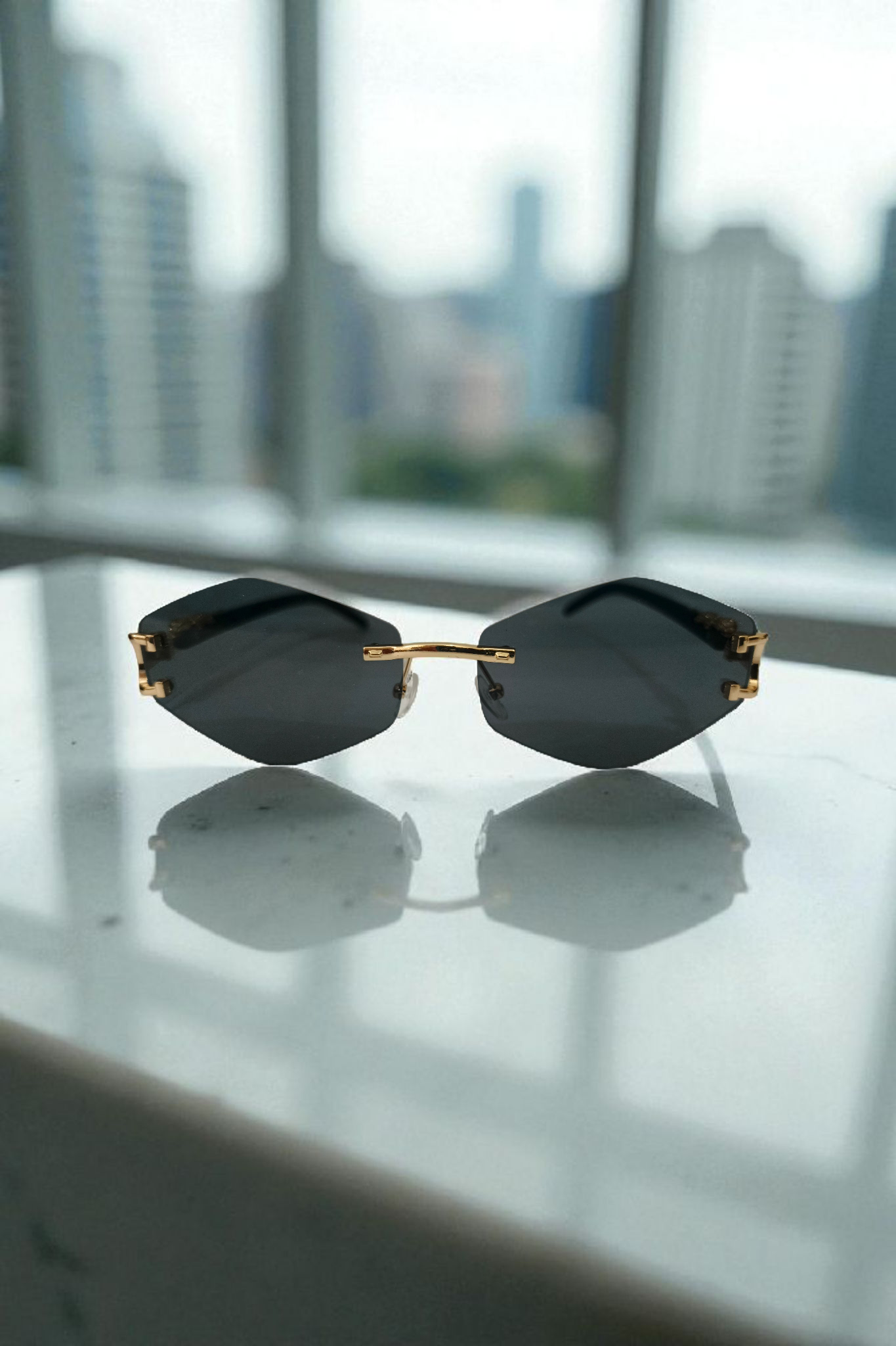 Stealth Luxe | Golden-Accent Diamond Cut black Shades