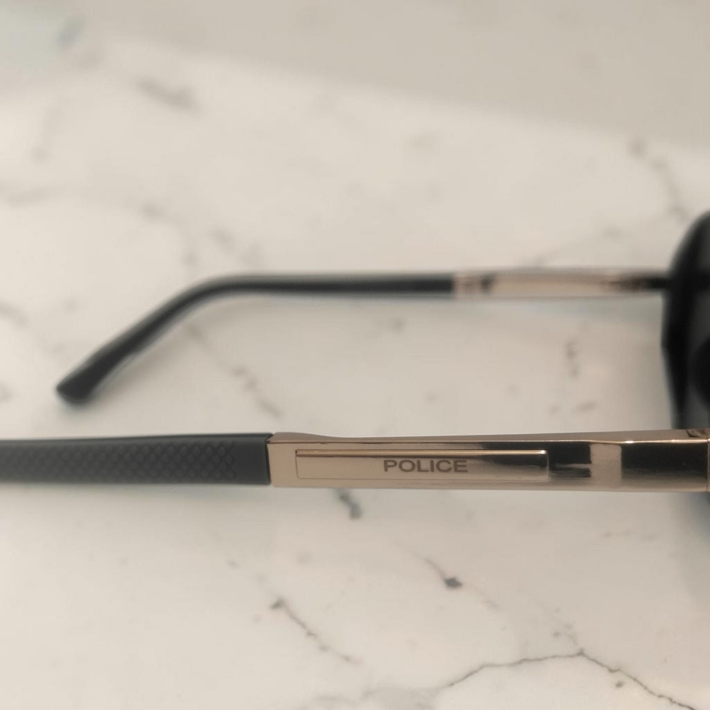 Inspiration of Police x Lewis Hamilton Geometric Octagon Polarized Sunglasses.Golden & Black Frame