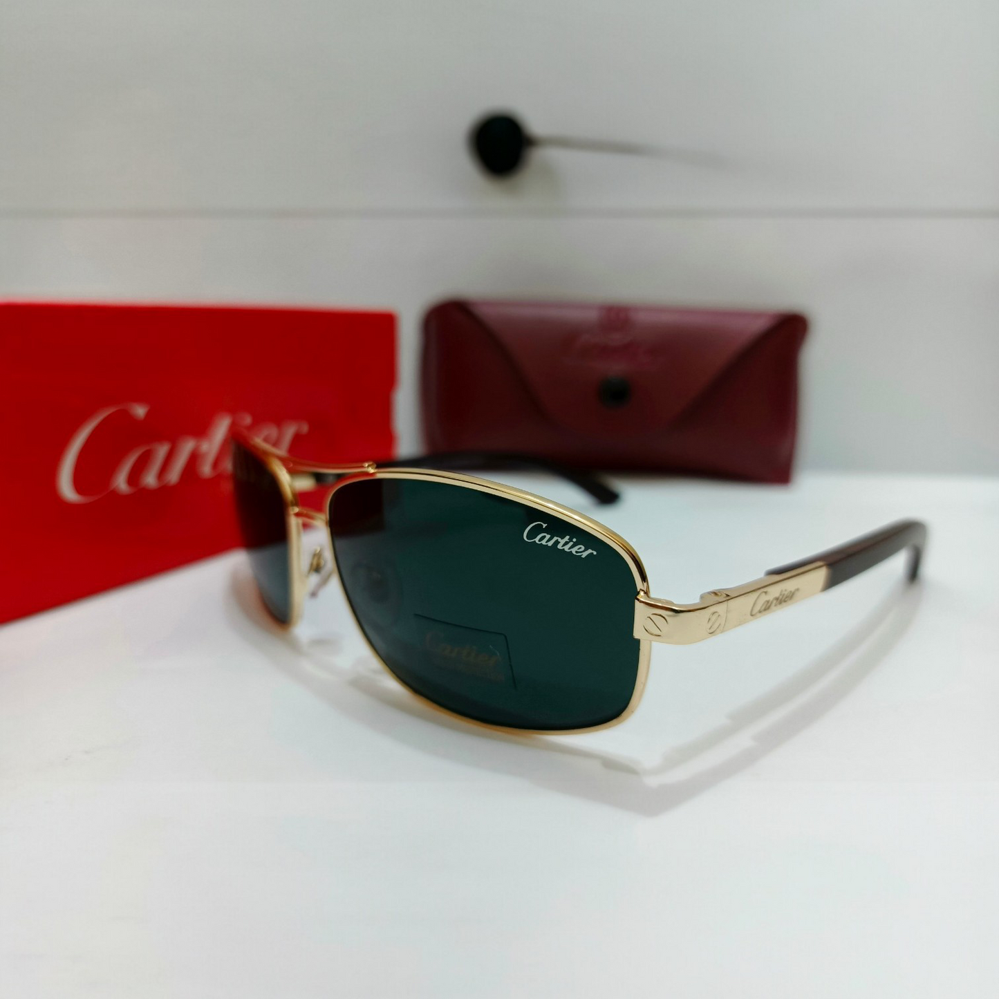 Cartier inspired Premium Golden  Aviator Sunglasses with black Polarized Lenses – Unisex Luxury Style