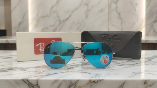 Inspiration of Ray-Ban Classic Aviator Polarized Sunglasses with Sky Blue Mirror Lenses (Diamond Hard Edition with Complete box)
