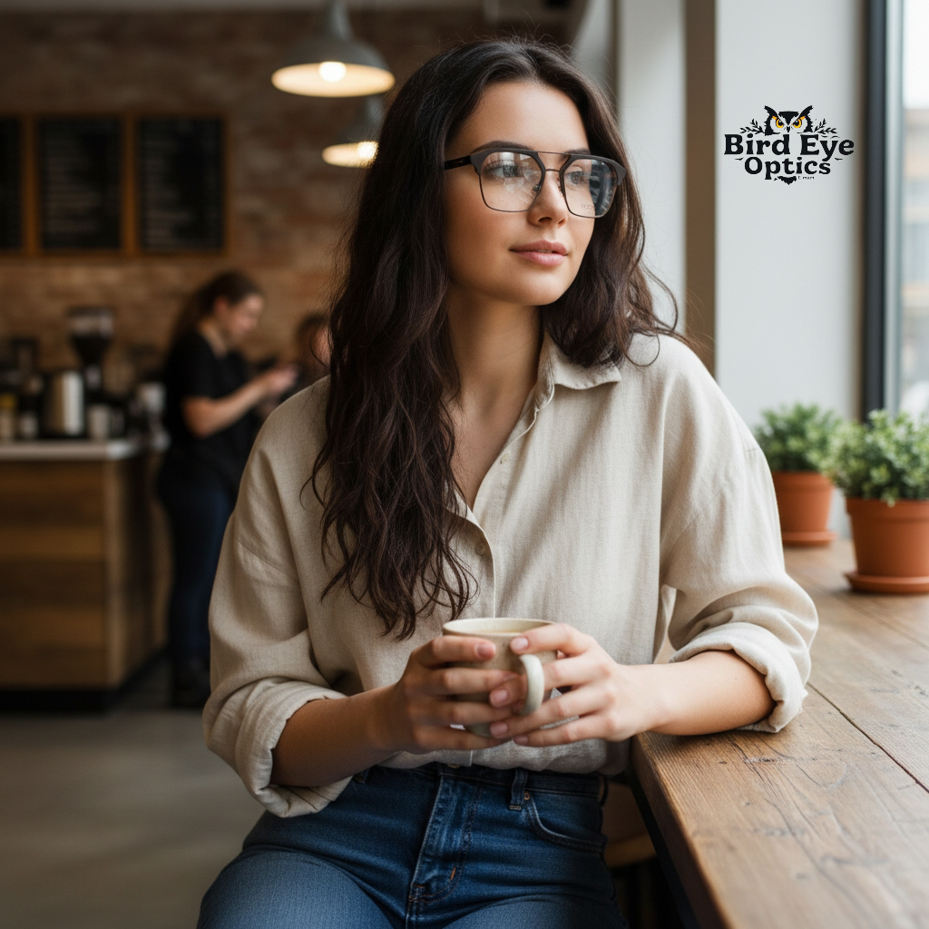 Coffee Brown front with bronze temples Color Urban Architect:FIALLVI Geometric Frame by Bird Eye Optics Emart
