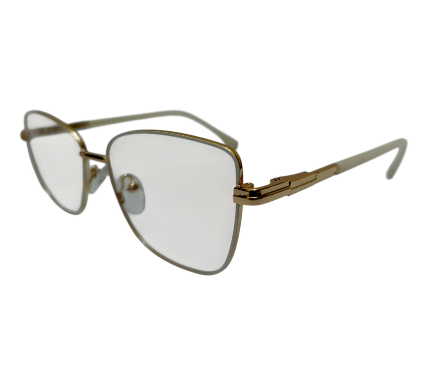Chic Golden Cat-Eye Glasses - Modern Metal Frame Eyewear