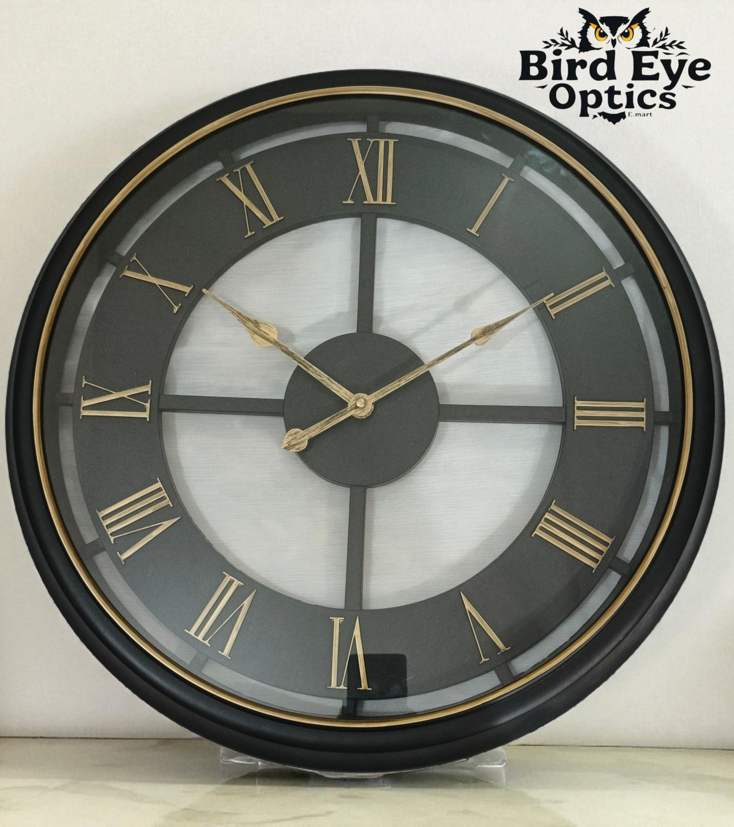 The Estate Elegance Wall Clock: Black & Golden Statement Decor