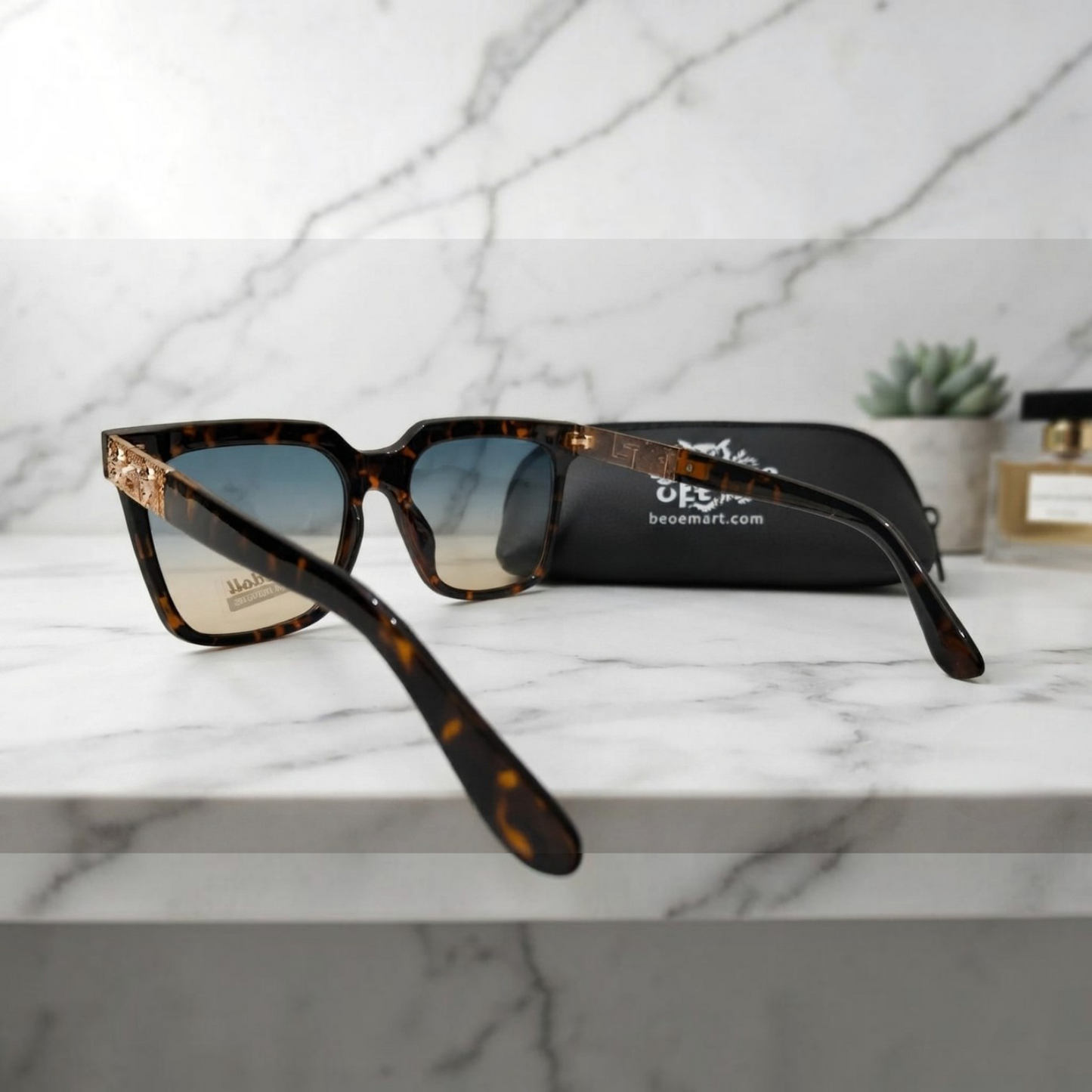 Aedoll Signature Tortoise Shell Sunglasses Premium Ladies Retro Square Frames