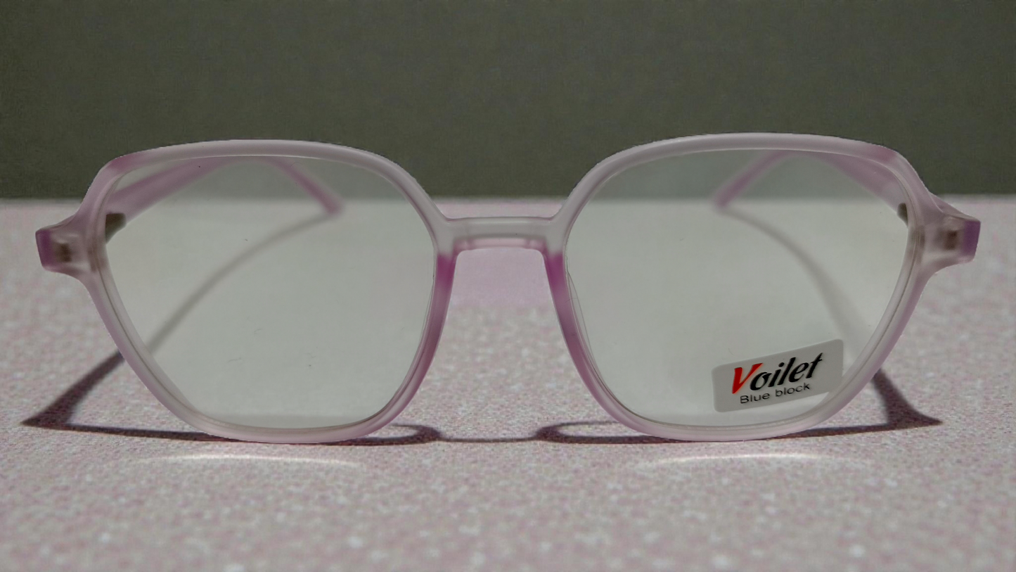 Voilet Blue Block Geometric Eyeglasses : Clear Lavender Unisex Frames
