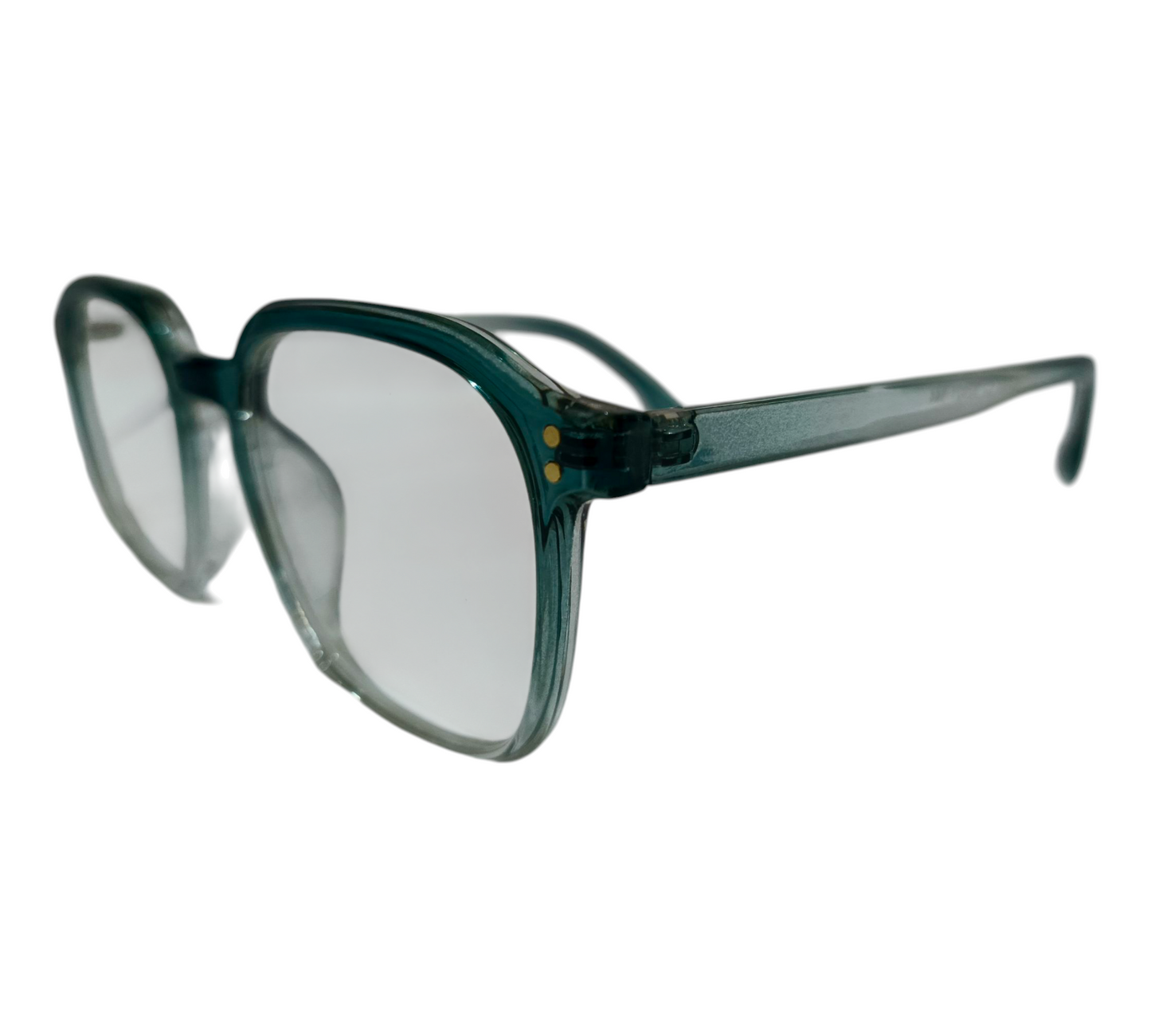 Trendy Teal Hexagon Eyeglasses - Clear Lens Fashion Frames