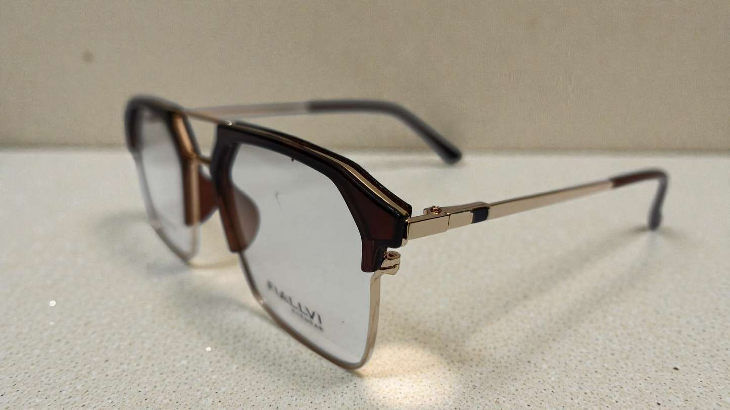 Dark brown front with golden temples color urban Architect:FIALLVI Geometric Frame by Bird Eye Optics Emart