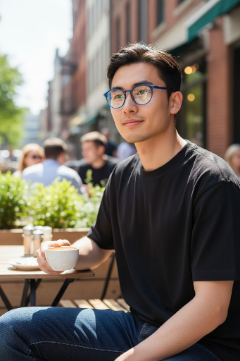 Trendy Two-Tone Blue Round Glasses • Modern Unisex Style