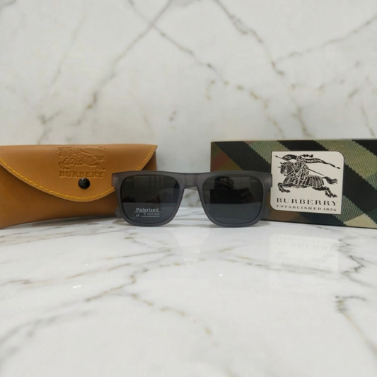 Inspiration of Burberry Matt Gray Square Sunglasses – Polarized UV400 Protection.