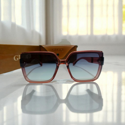 Gucci Oversized Transparent Pink Square Sunglasses