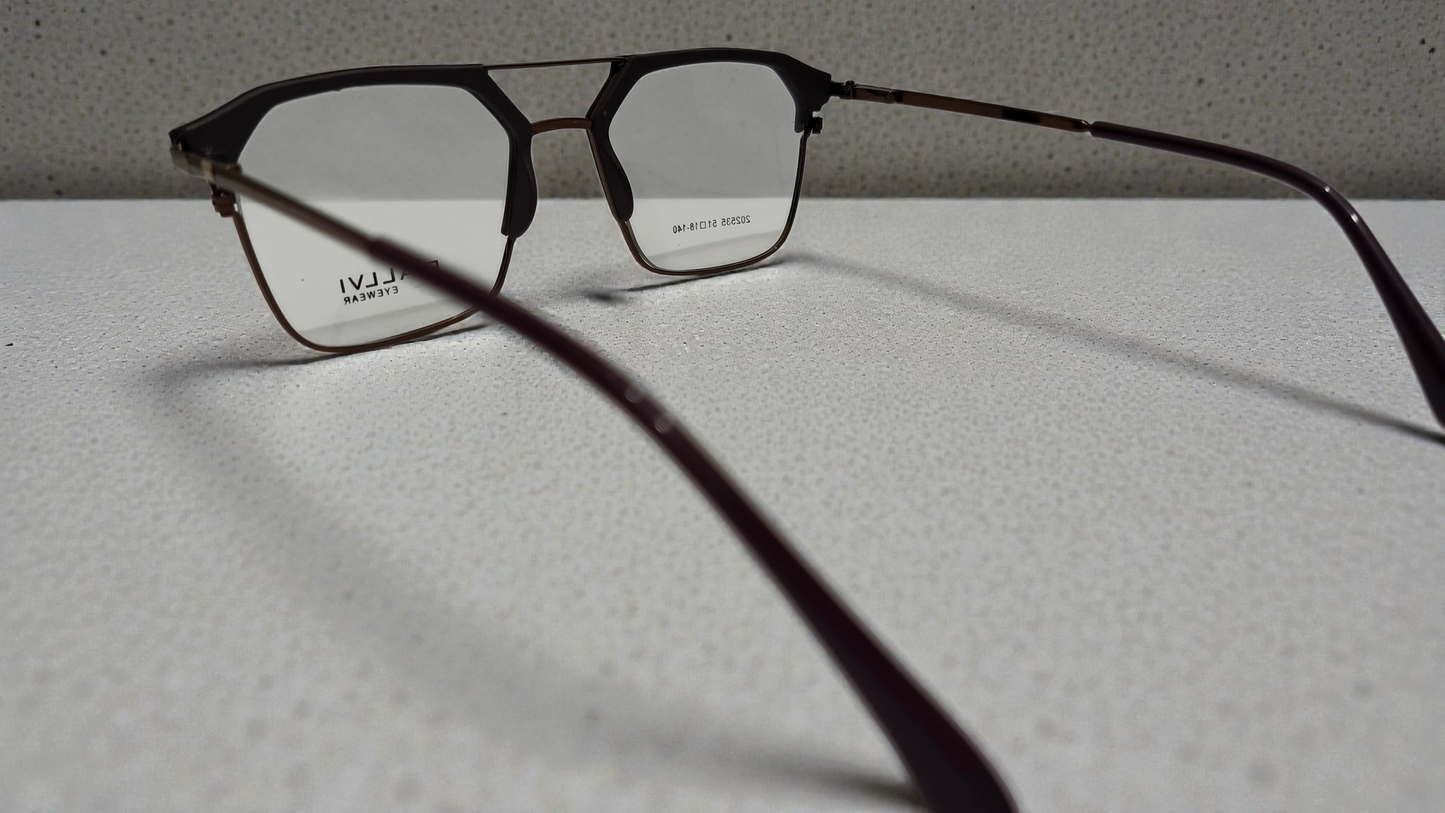 Coffee Brown front with bronze temples Color Urban Architect:FIALLVI Geometric Frame by Bird Eye Optics Emart