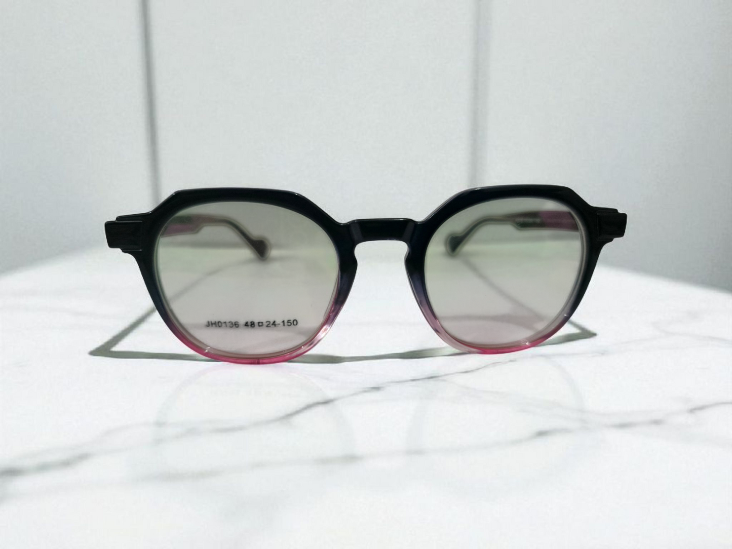 Unisex Gradient Round Eyeglasses – Stylish Black to Pink Frame | Bird Eye Optics