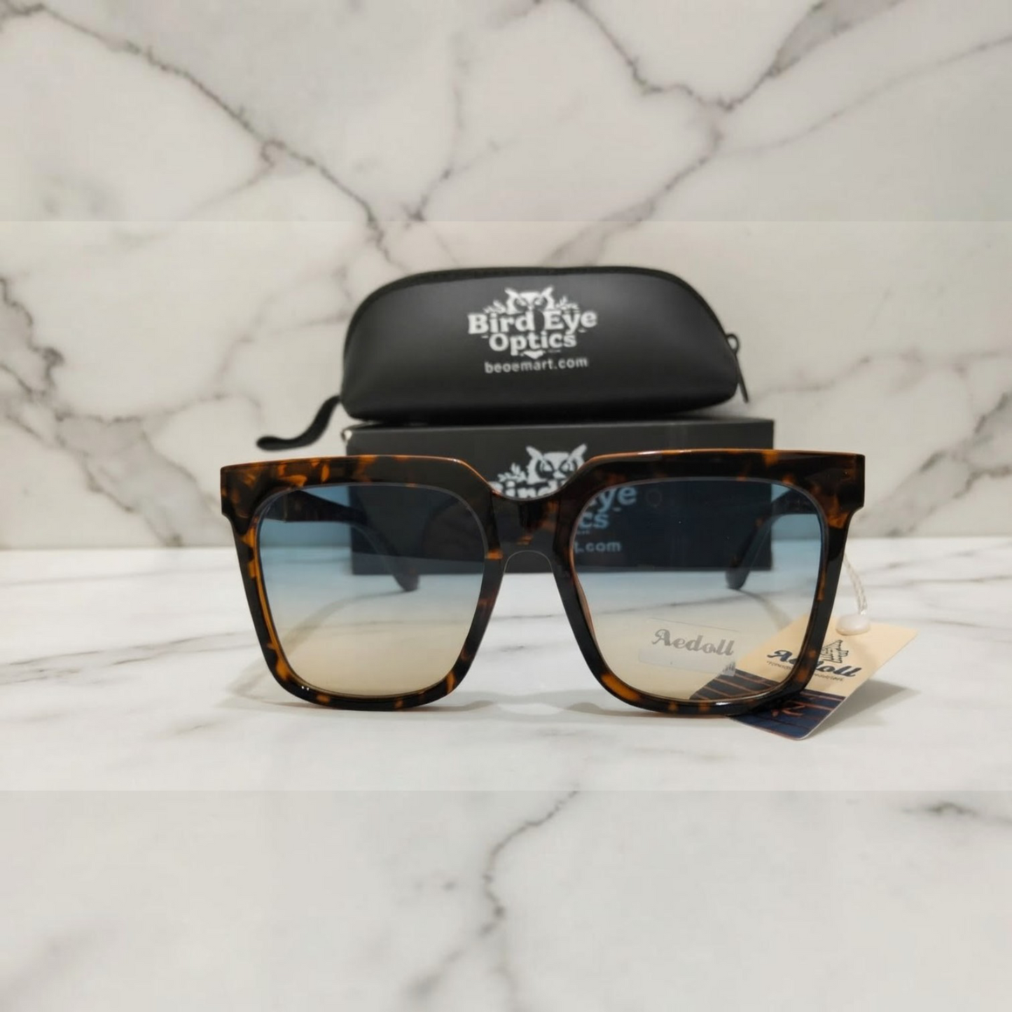 Aedoll Signature Tortoise Shell Sunglasses Premium Ladies Retro Square Frames