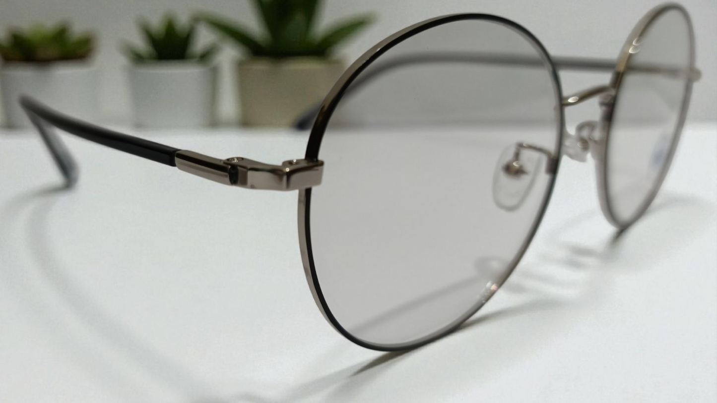 The "Phoenix[A]" | Classic Round Silver&Black Spectacles