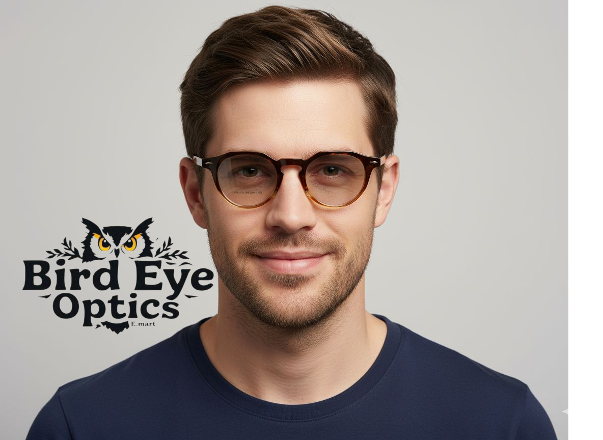 Unisex Gradient Round Eyeglasses – Stylish Brown to light Brown Frame | Bird Eye Optics