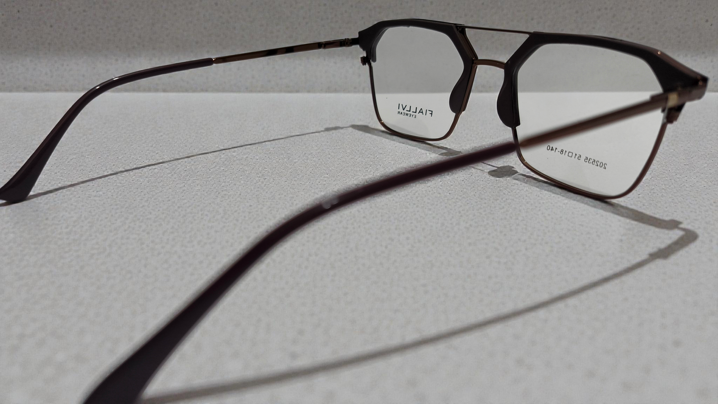 Coffee Brown front with bronze temples Color Urban Architect:FIALLVI Geometric Frame by Bird Eye Optics Emart