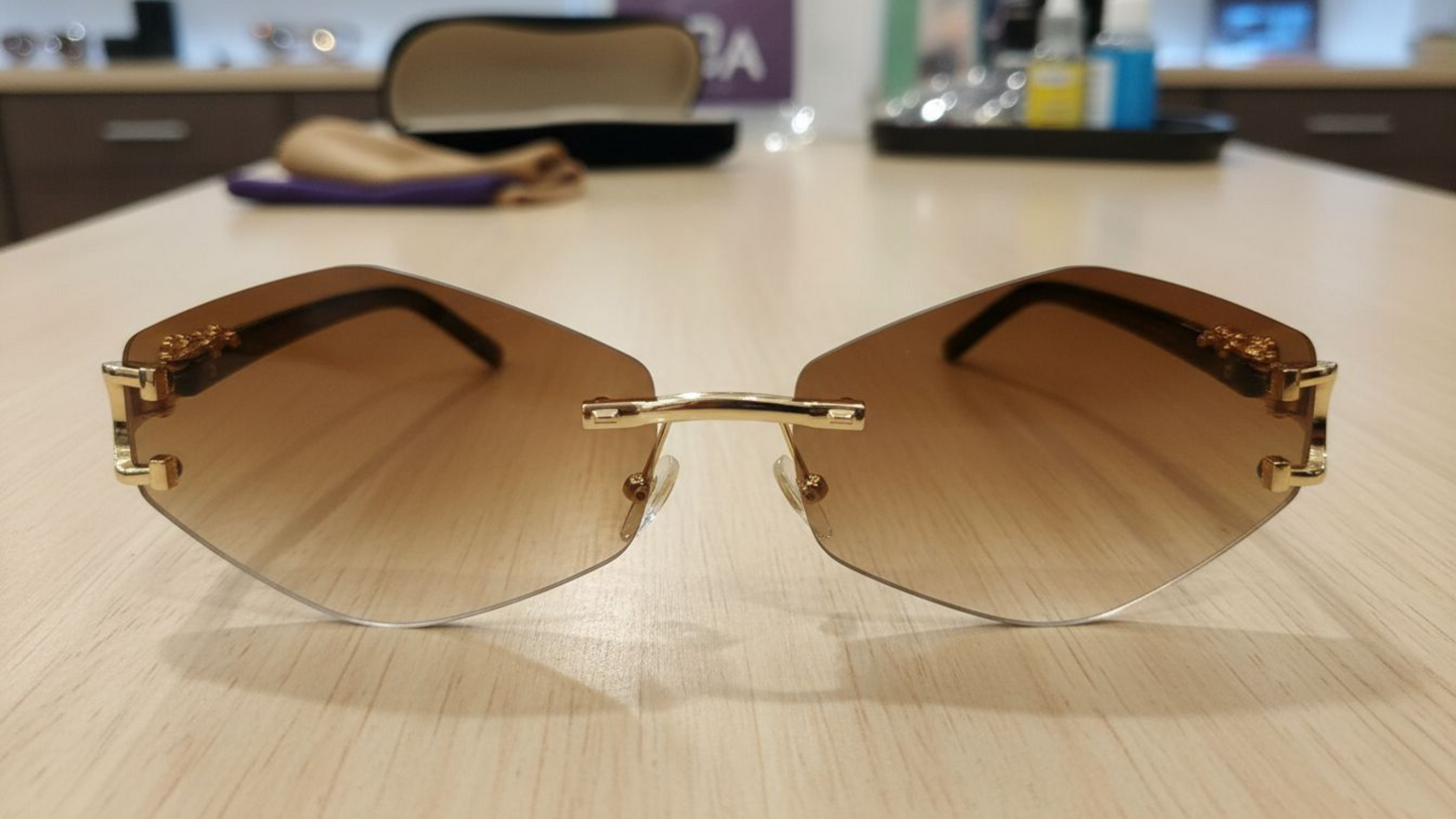 Stealth Luxe | Golden-Accent Diamond Cut brown Shades