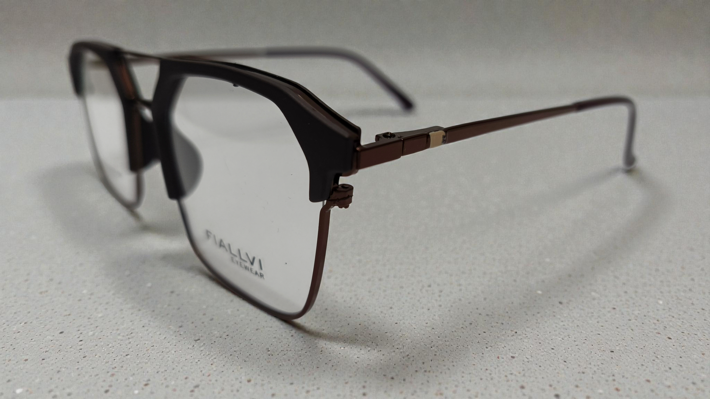 Coffee Brown front with bronze temples Color Urban Architect:FIALLVI Geometric Frame by Bird Eye Optics Emart