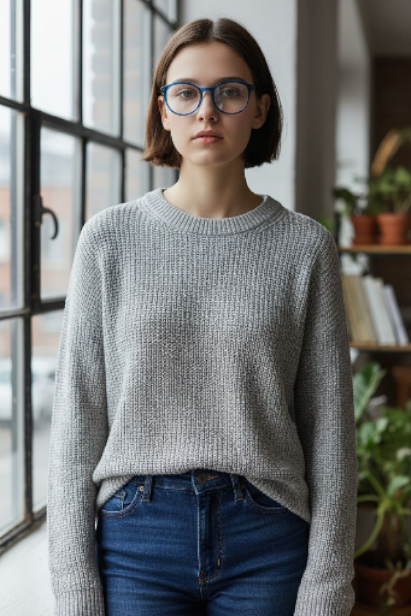 Trendy Two-Tone Blue Round Glasses • Modern Unisex Style