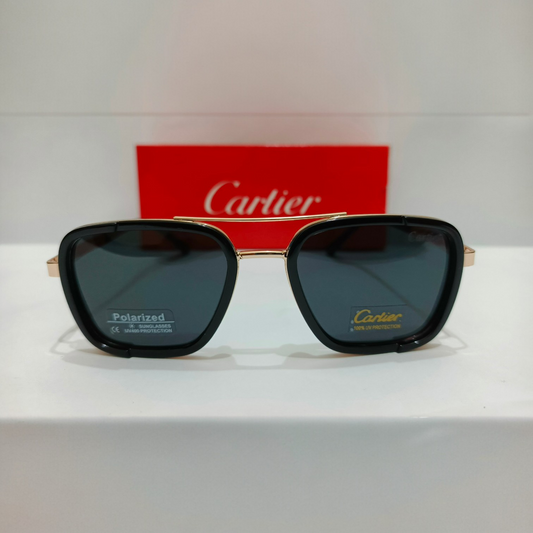 Cartier inspired Luxury Square Aviator Sunglasses  Premium Golden & Black Finish