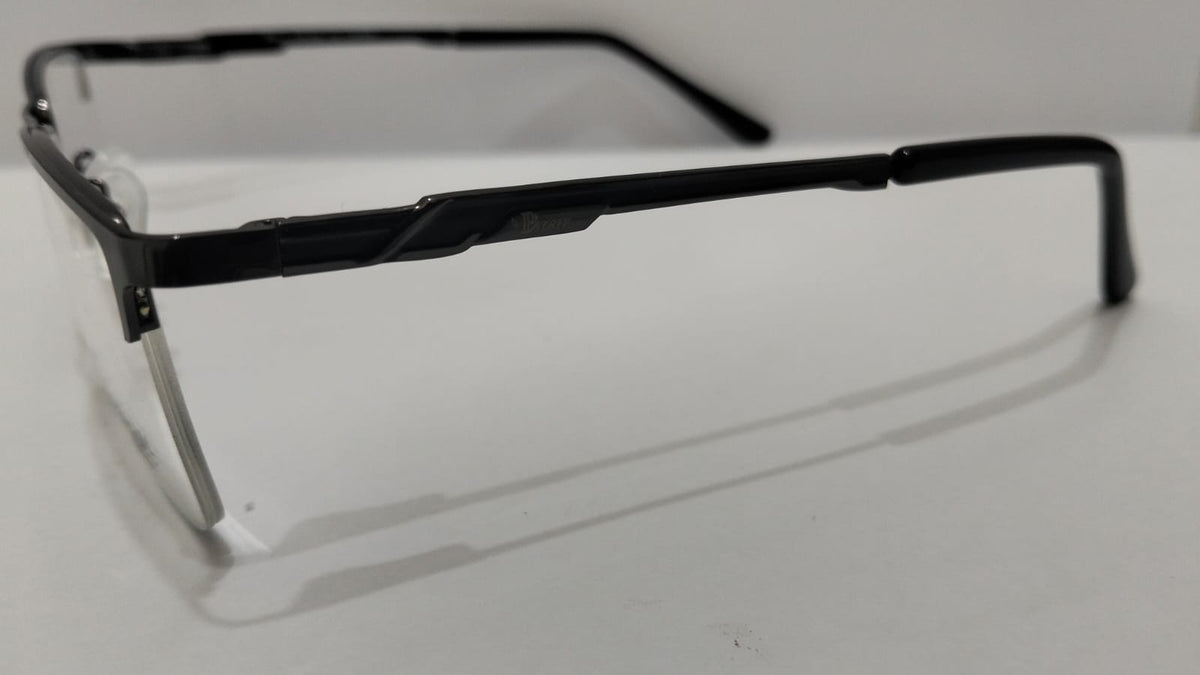 Patriot Executive Semi-Rimless Metal Eyeglasses (Model 2216)Matte Black Lightweight Prescription Frame for Men