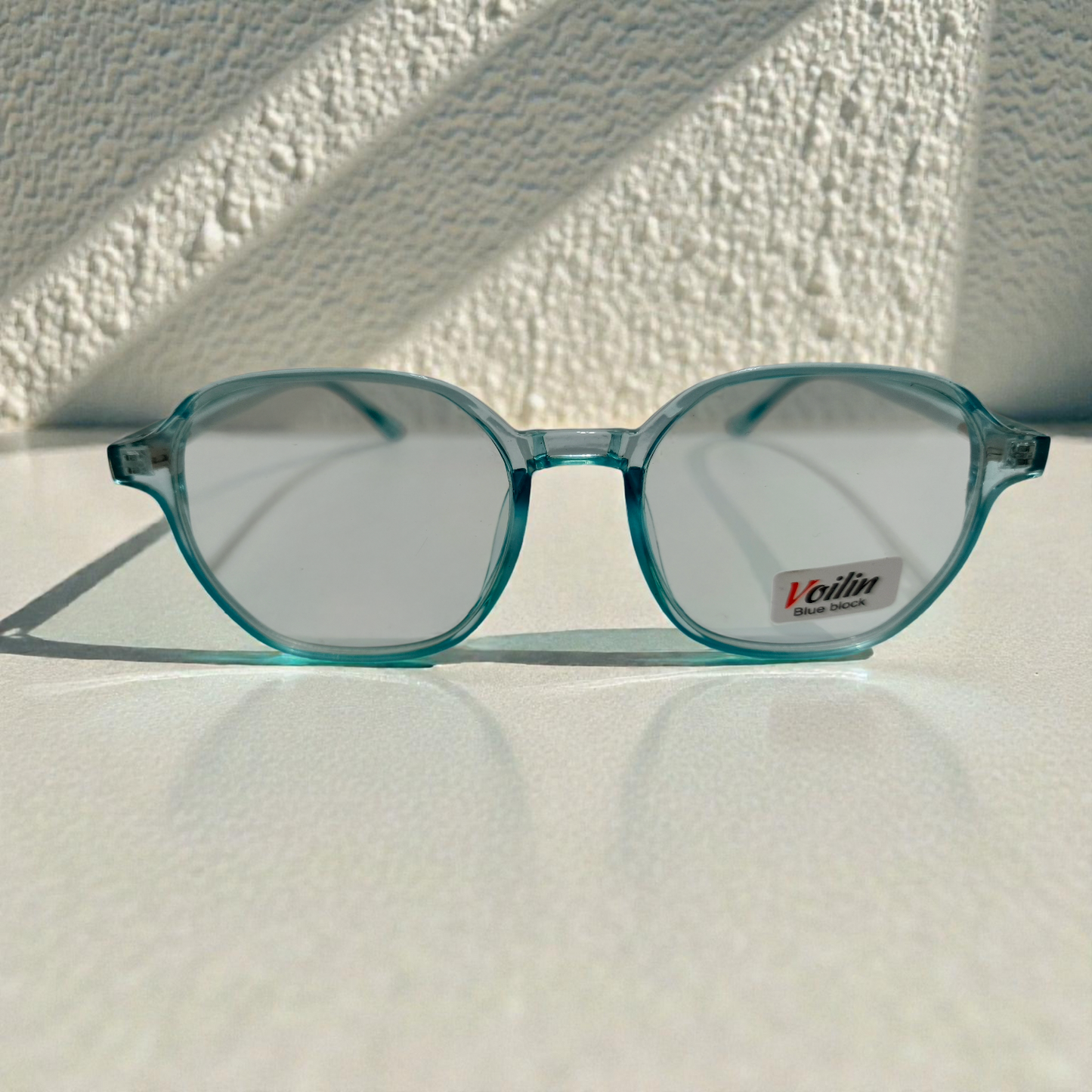 Voilin Crystal Cyan Geometric Blue Light Blockers.Premium Unisex Eyewear