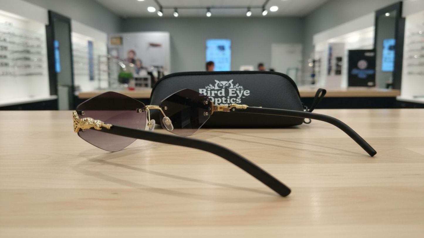 Stealth Luxe | Golden-Accent Diamond Cut Smoke gray Shades