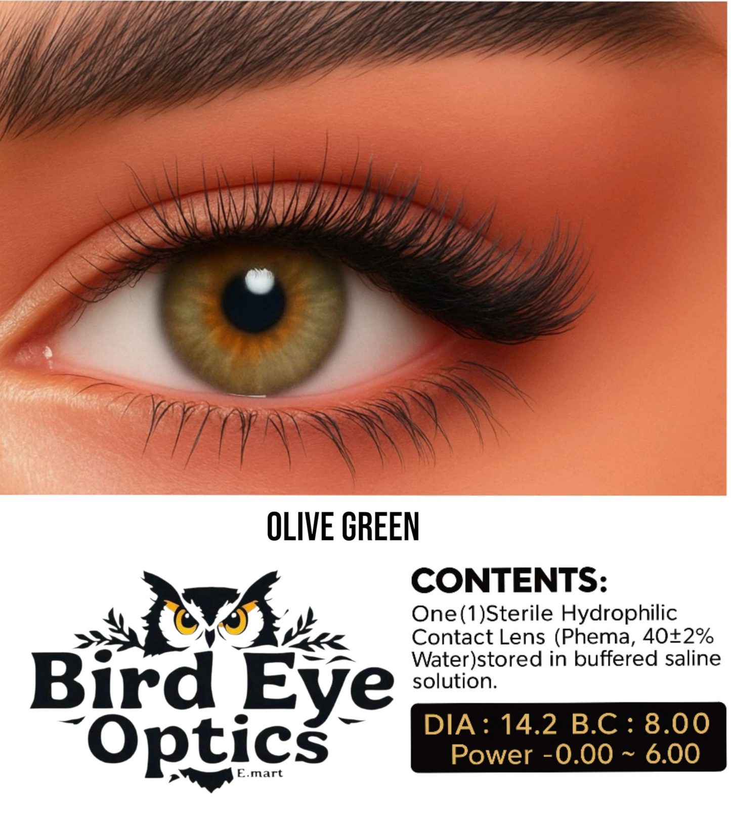 Eyesight Contact Lens Olive Green DAHAB| Elegant Vision Without Glasses