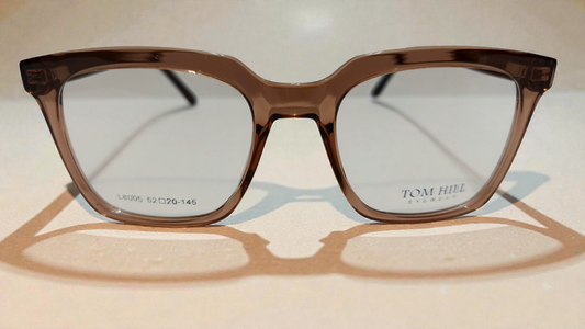 Tom Hill Inspired Premium Eyewear Crystal Tea Brown Geometric Frame - L8005