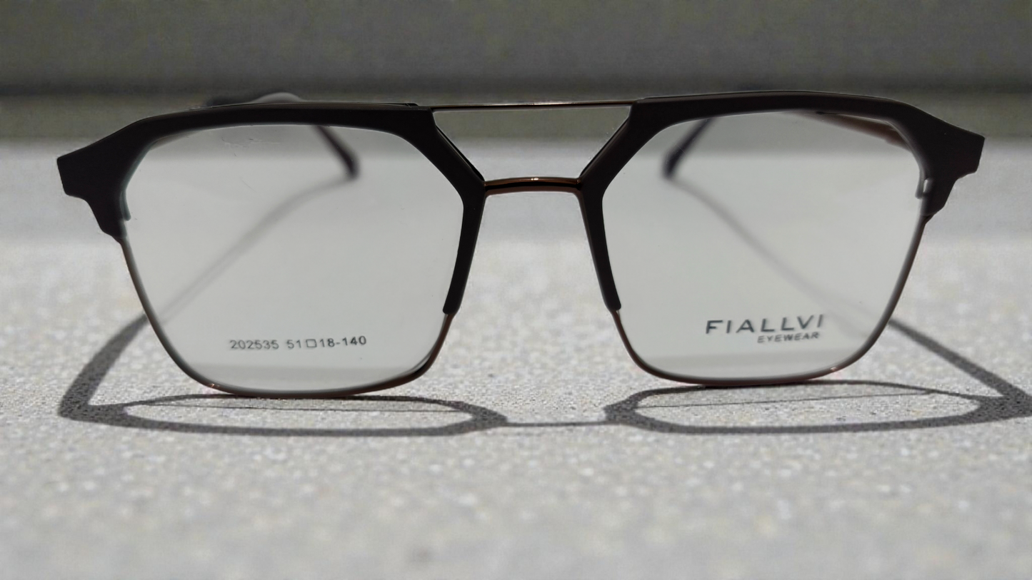 Coffee Brown front with bronze temples Color Urban Architect:FIALLVI Geometric Frame by Bird Eye Optics Emart