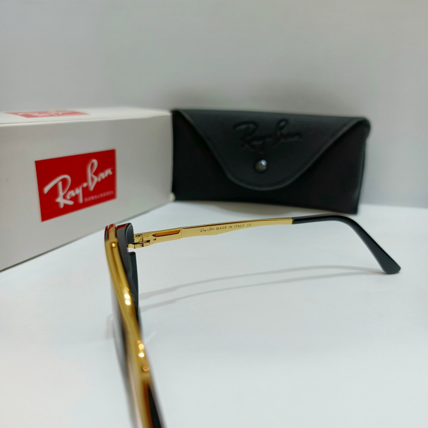 Ray-Ban inspired RB3561 The General Luxury Black & Golden Square Sunglasses (Unisex)