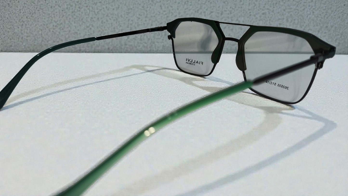 Gunmetal grey front with gunmetal grey lower rim, bridge and temples color urban Architect:FIALLVI Geometric Frame by Bird Eye Optics Emart