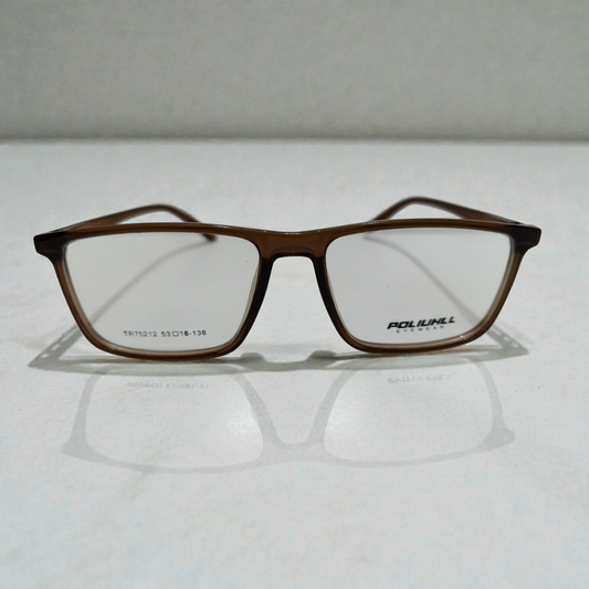 Poliuhll "Slate-Brown" Rectangular TR90 Eyeglasses – Ultra Lightweight & Unisex