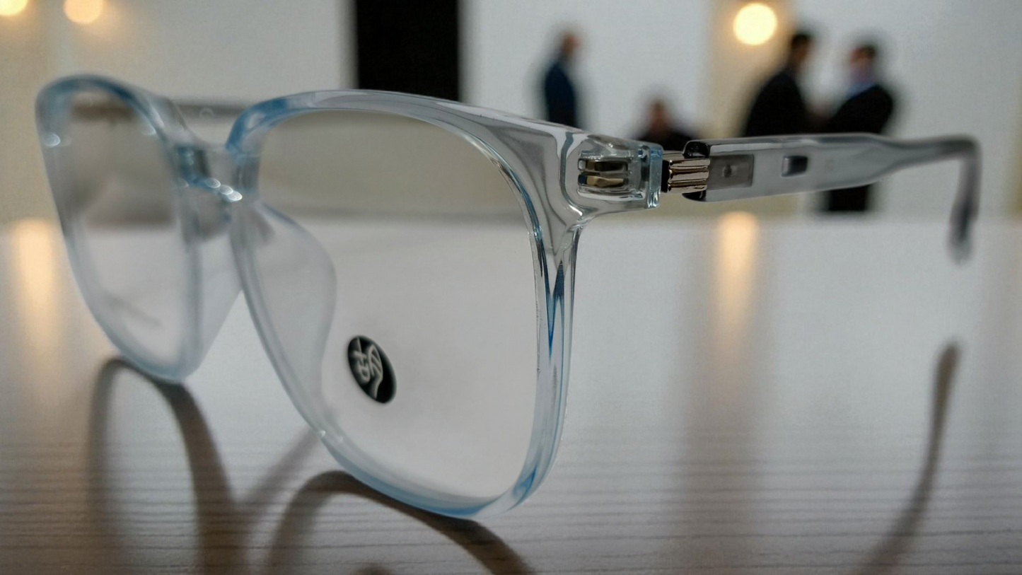 Crystal Clear Silver Bluish Unisex Eyeglasses – Lightweight Transparent Frame by Bird Eye Optics