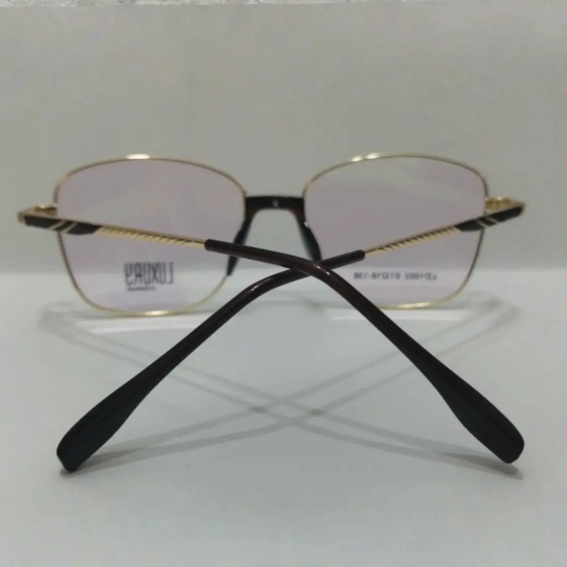Bird Eye Luxury Geometric Butterfly Golden and brown front Optical Glasses  Lightweight Metal Eyewear for Ladies/Women