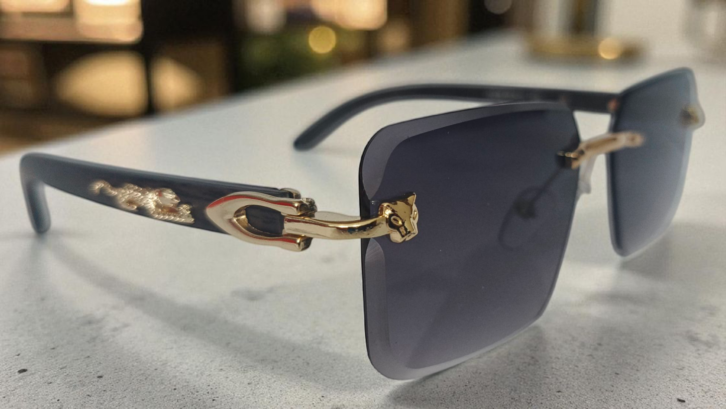 Cartier inspired Rimless Golden sunglasses by Bird Eye Optics