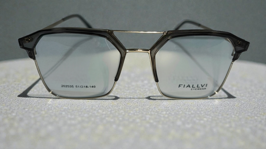 Transparent charcoal front with silver lower rim, bridge and temples color urban Architect:FIALLVI Geometric Frame by Bird Eye Optics Emart