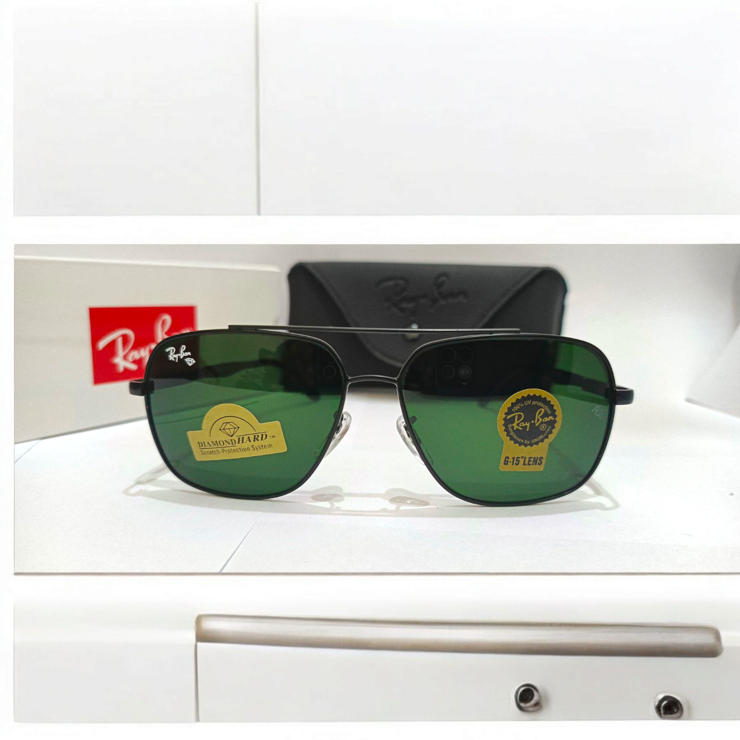 Ray-Ban DiamondHard™ (Black) G-15 Aviator Sunglasses – Scratch-Resistant UV Protection