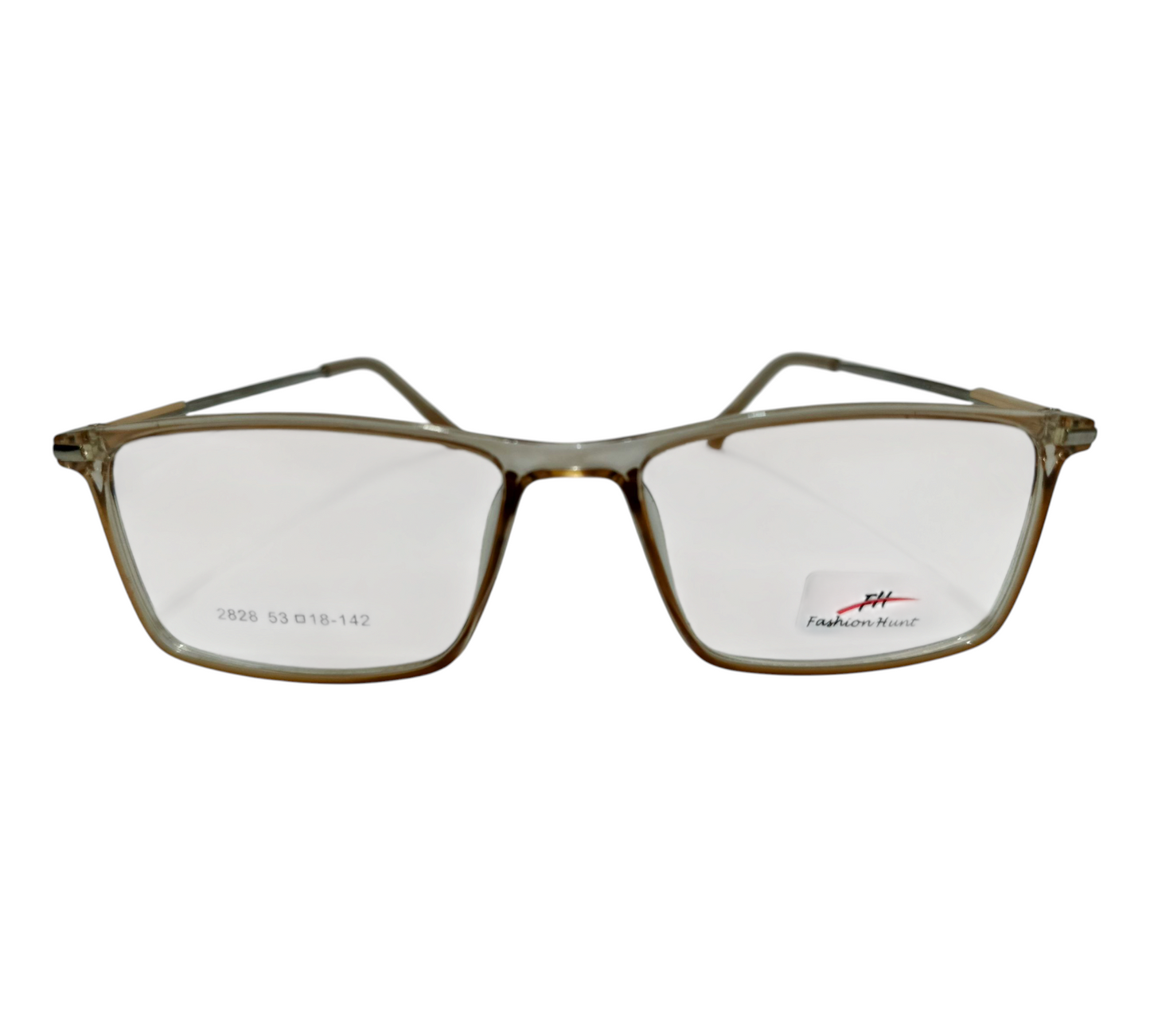 Transparent Brown Rectangular Eyeglasses - Lightweight & Stylish