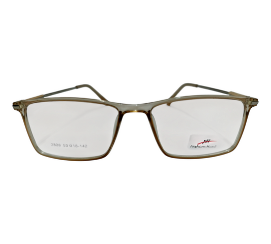 Transparent Brown Rectangular Eyeglasses - Lightweight & Stylish