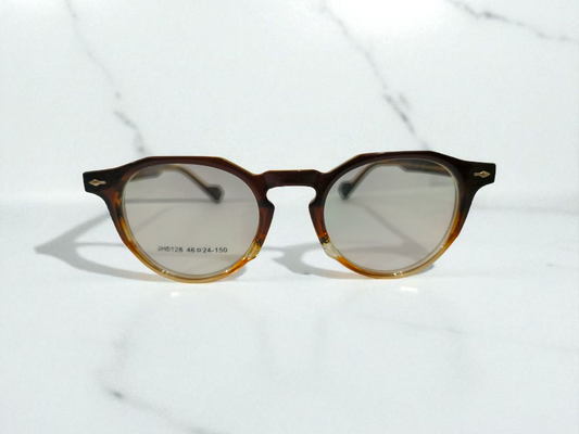Unisex Gradient Round Eyeglasses – Stylish Brown to light Brown Frame | Bird Eye Optics