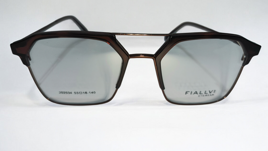 Havana brown front with coffee brown lower rim, bridge and temples color urban Architect:FIALLVI Geometric Frame by Bird Eye Optics Emart