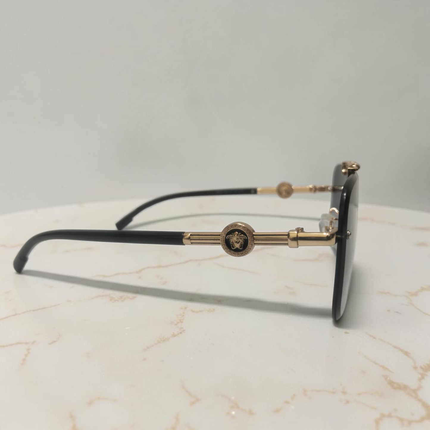 Inspiration of Versace Oversized Rimless Square Sunglasses Golden Medusa Edition