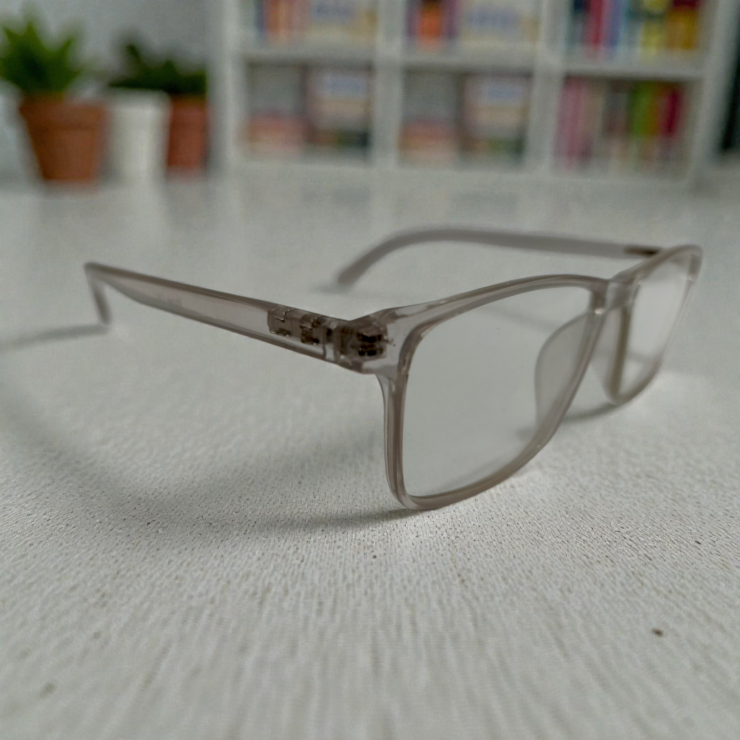 Transparent Brown Unisex Eyeglasses:Lightweight Rectangular Frame | Bird Eye Optics