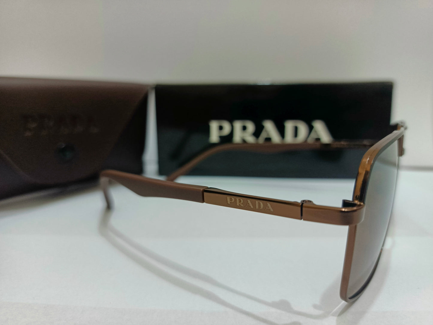 Prada Inspired Designer Square Sunglasses – Premium Brown Lens & Metal Frame