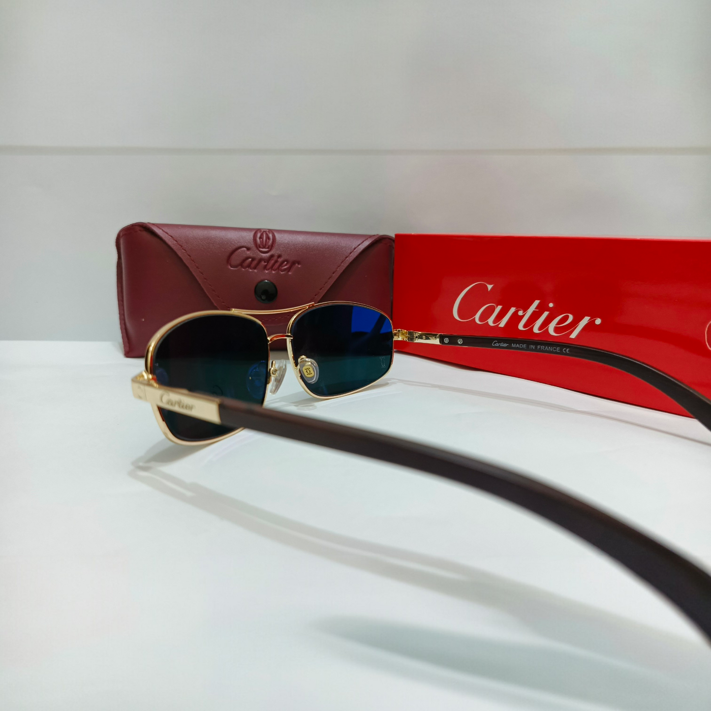 Cartier inspired Premium Golden  Aviator Sunglasses with black Polarized Lenses – Unisex Luxury Style