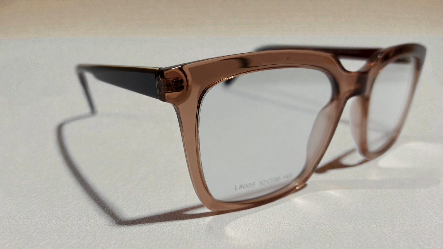 Tom Hill Inspired Premium Eyewear Crystal Tea Brown Geometric Frame - L8005