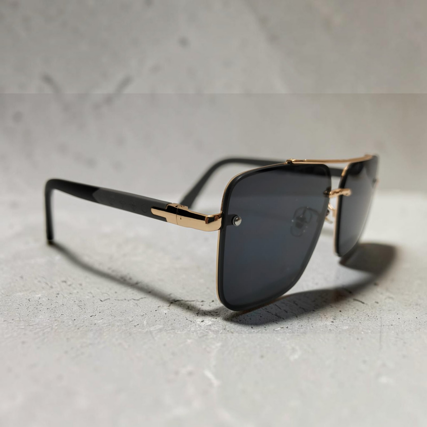 Louis Vuitton inspired Premium Golden Accented Square Navigator Sunglasses Unisex Modern Sophistication
